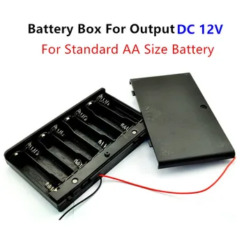 

12 Volt Battery Holder 8pcs AA Battery Box Case with on / OFF Power Switch Wire Lead for Output DC 12V 433 Mhz RF Universal AA-8