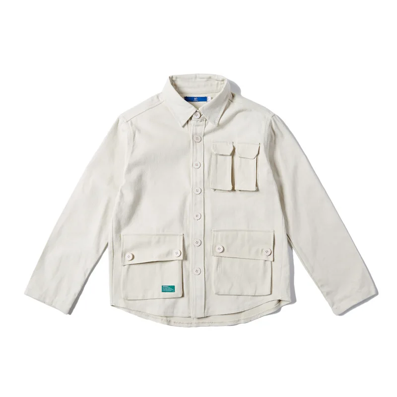 Outdoorwear 1990S винтажная Мужская рубашка шерстяная куртка с карго карманами черный белый хаки Ретро Рабочие Рубашки с длинным рукавом Chore пальто