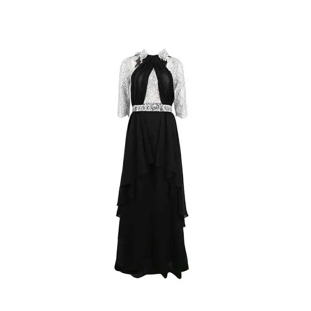 Новое Женское кружевное Элегантное макси платье с круглым вырезом Vestidos знаменитое вечернее облегающее платье