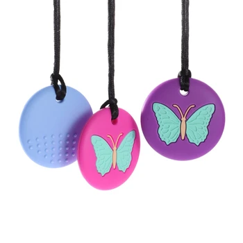 

1PCS Food Grade Silicone Safety Teether For Baby Kids Butterfly Dragon Children's Sensory Chewing Necklace Teether Pendant