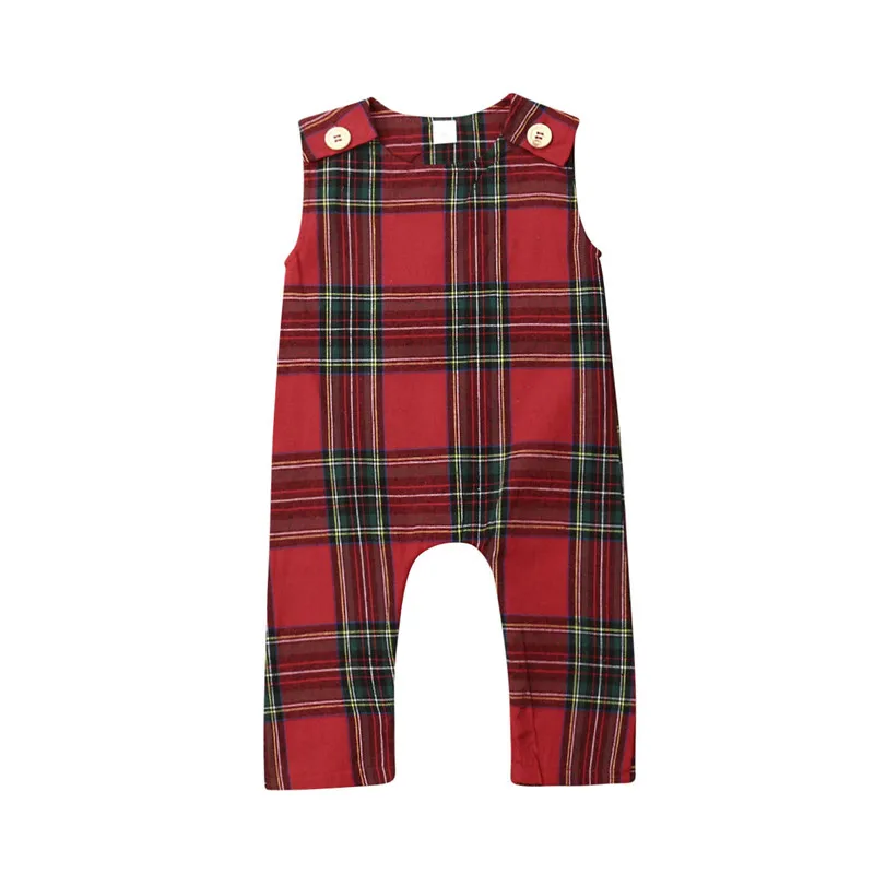 Romper 18 to 24M Детские красные ползунки в клеточку/платье на бретельках для маленьких девочек Рождественская одежда спортивный комбинезон без рукавов одинаковая Рождественская одежда для сестер От 1 до 5 лет - Цвет: Romper 18 to 24M