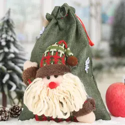 Haobei новые рождественские украшения льняная Подарочная сумка на шнурке большая конфетная сумка Праздничная мультяшная Яблочная сумка