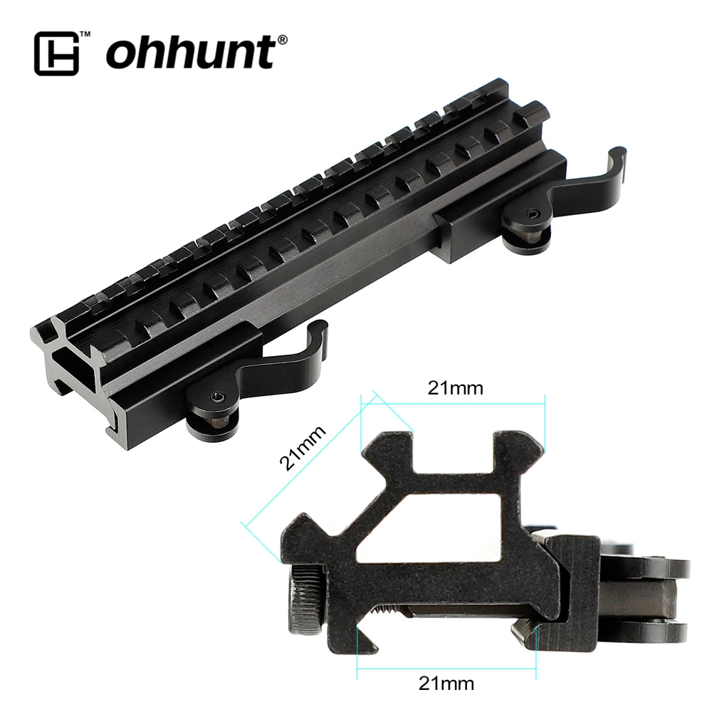ohhunt Quick Detach System Scope Mount Picatinny Side Double Rail Riser Base with Lever Lock for