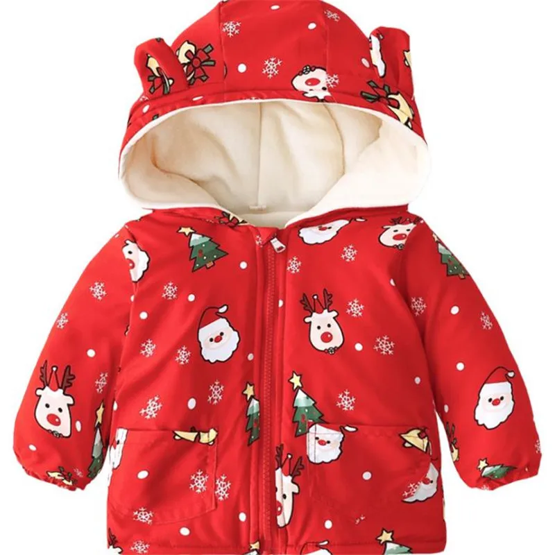 Red Newborn Baby Girls Coat Hooded Infant Winter Coat Cotton Warm Infant Girls Coat Outerwear