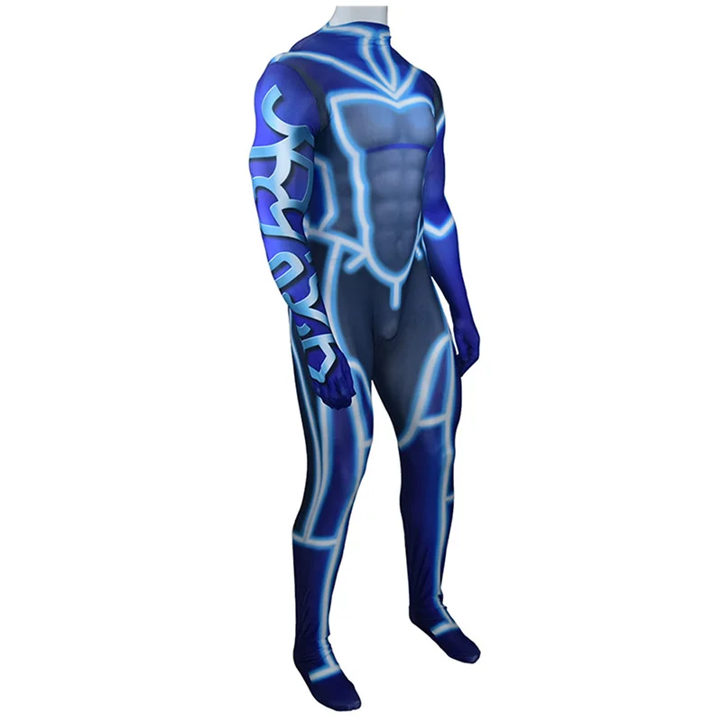 Аниме Fate/Stay Night Lancer Cu Chulainn комбинезон, косплей костюм для взрослых, цельный костюм Zentai, лайкра, Синий Облегающий боди