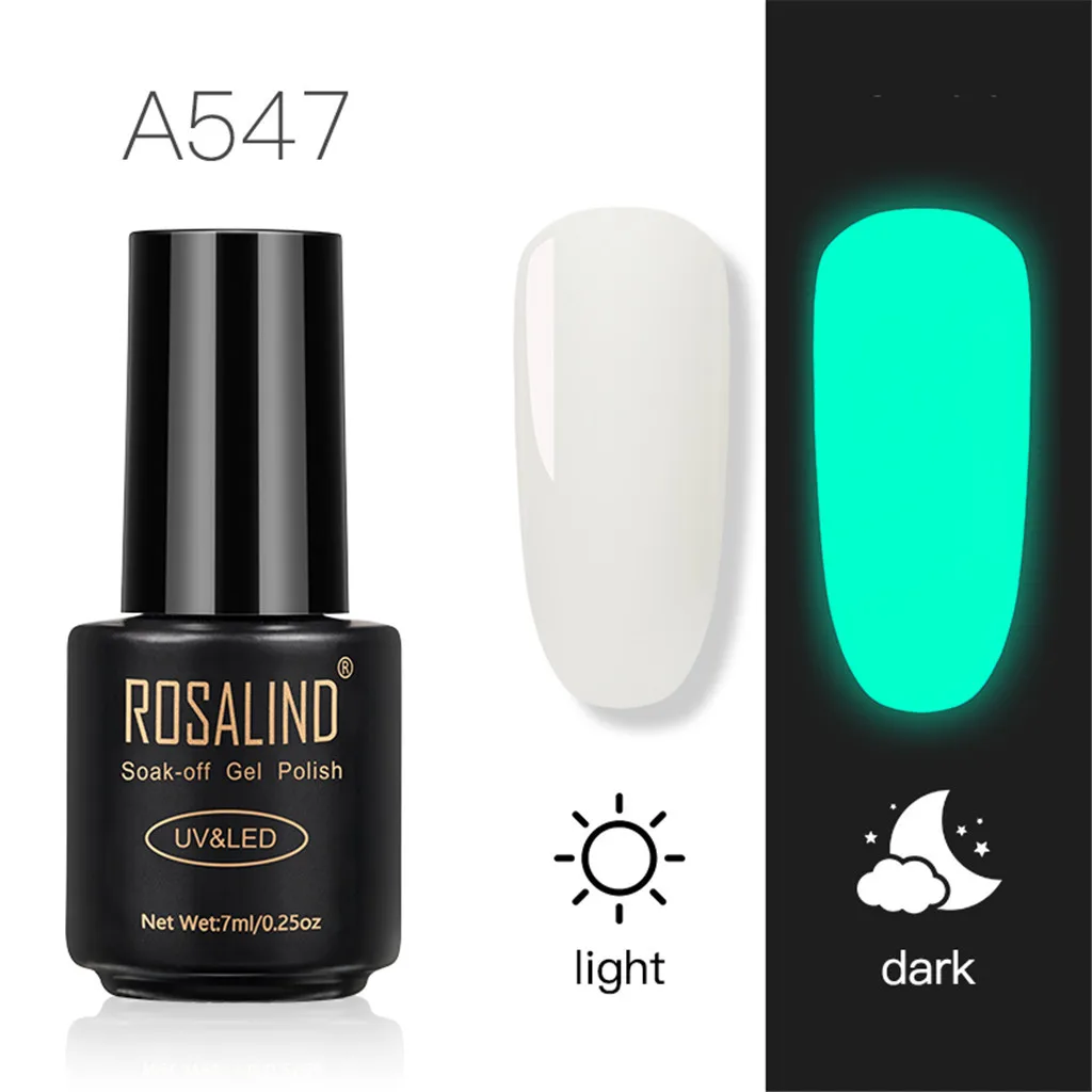 Новинка Мода ROSALIND 7 мл Выкл светящийся гель для ногтей яркий для дизайна ногтей светодиодный/УФ лампа Maquiagem Прямая