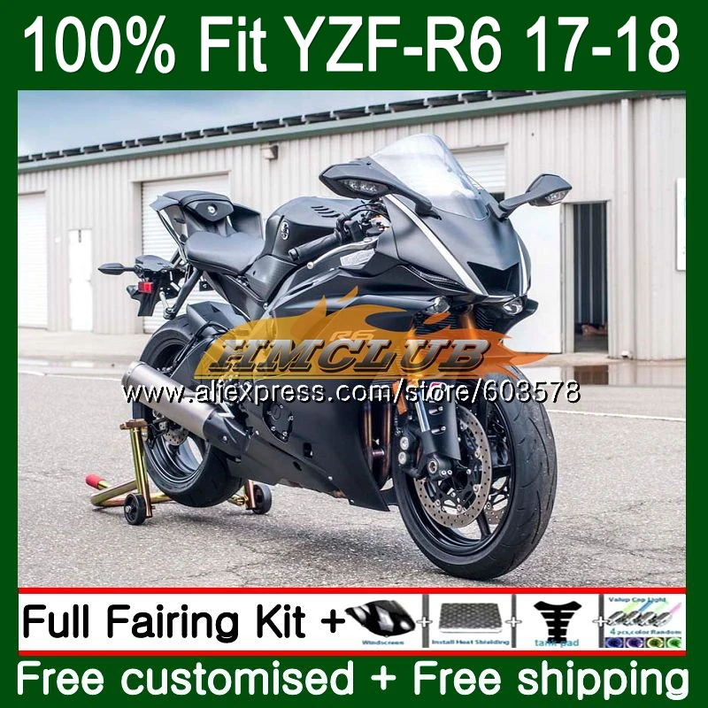 Инъекций для YAMAHA YZF600 YZF R6 123CL. 26 YZF 600 R 6 YZF-600 YZF-R6 YZFR6, 17, 18, 19, OEM матовый черный обтекатели