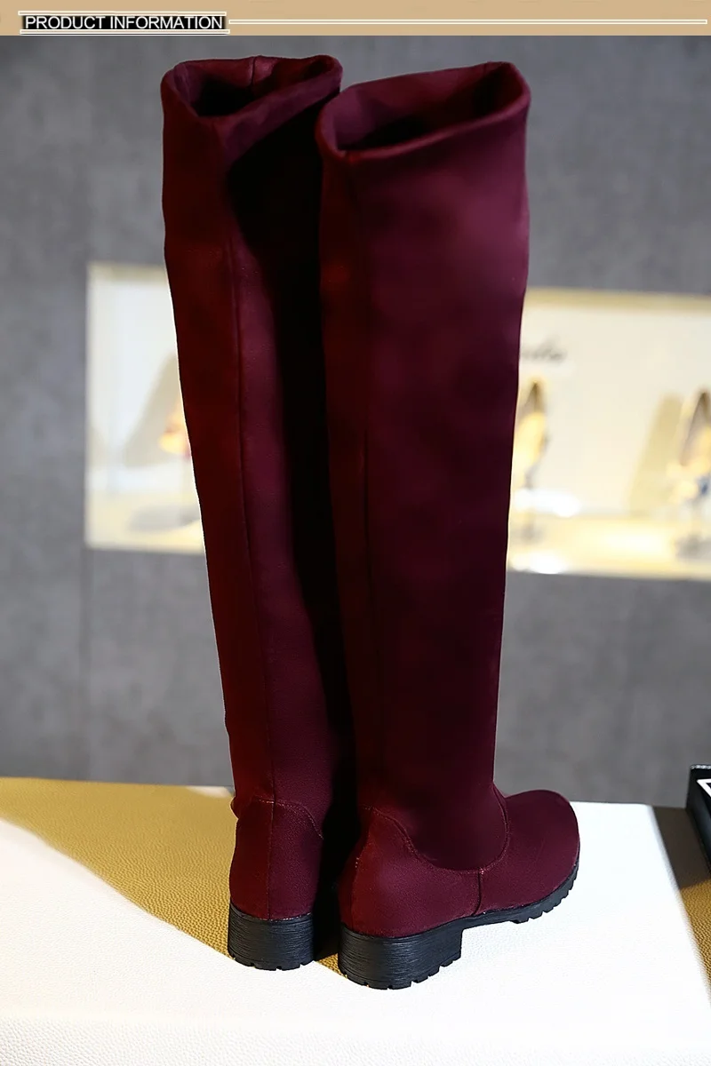 classic autumn winter boots woman fashion skinny stretch classic women's sexy black red blue over the knee high boots big size