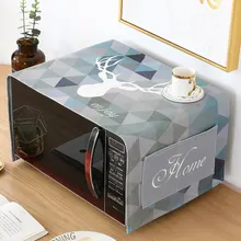 Водонепроницаемая хлопковая льняная ткань для микроволновки, пылезащитная крышка с карманом, Легкая очистка, сумка для хранения микроволновой печи, органайзер kichen