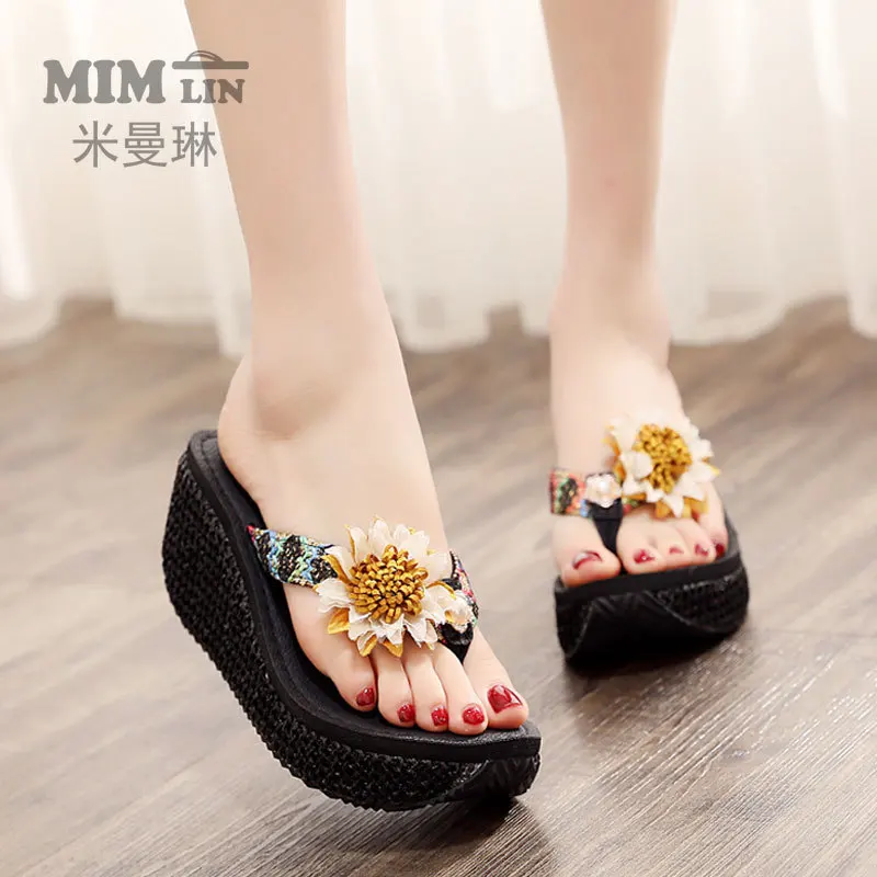 

-Sewer New Style Sandals WOMEN'S Slippers Summer Fashion Seaside High-Heel Anti-slip Outer Wear Thick Bottomed Flip-flop Flip-fl