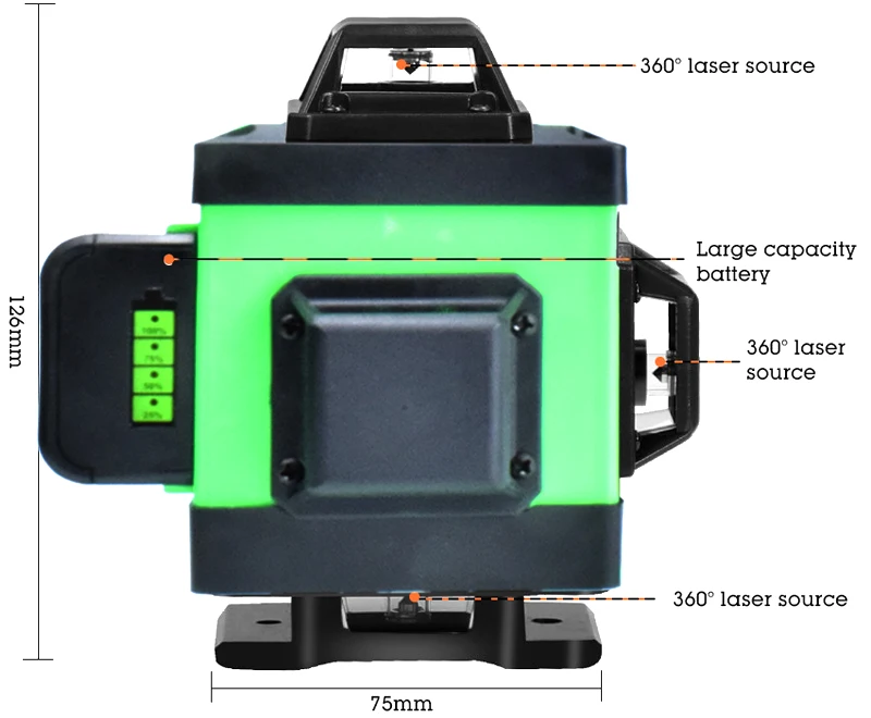 Green Laser Level 16 Line 4D 360 Vertical And Horizontal wall Laser Level Self-leveling Cross Line 3D Laser Level outdoor indoor