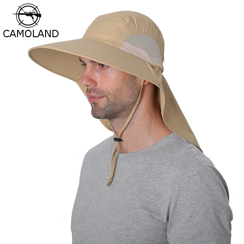 

CAMOLAND Waterproof Bucket Hats For Men Women Summer UPF 50+ Sun Hat Long Wide Brim Outdoor Hiking Fishing Caps With Neck Flap