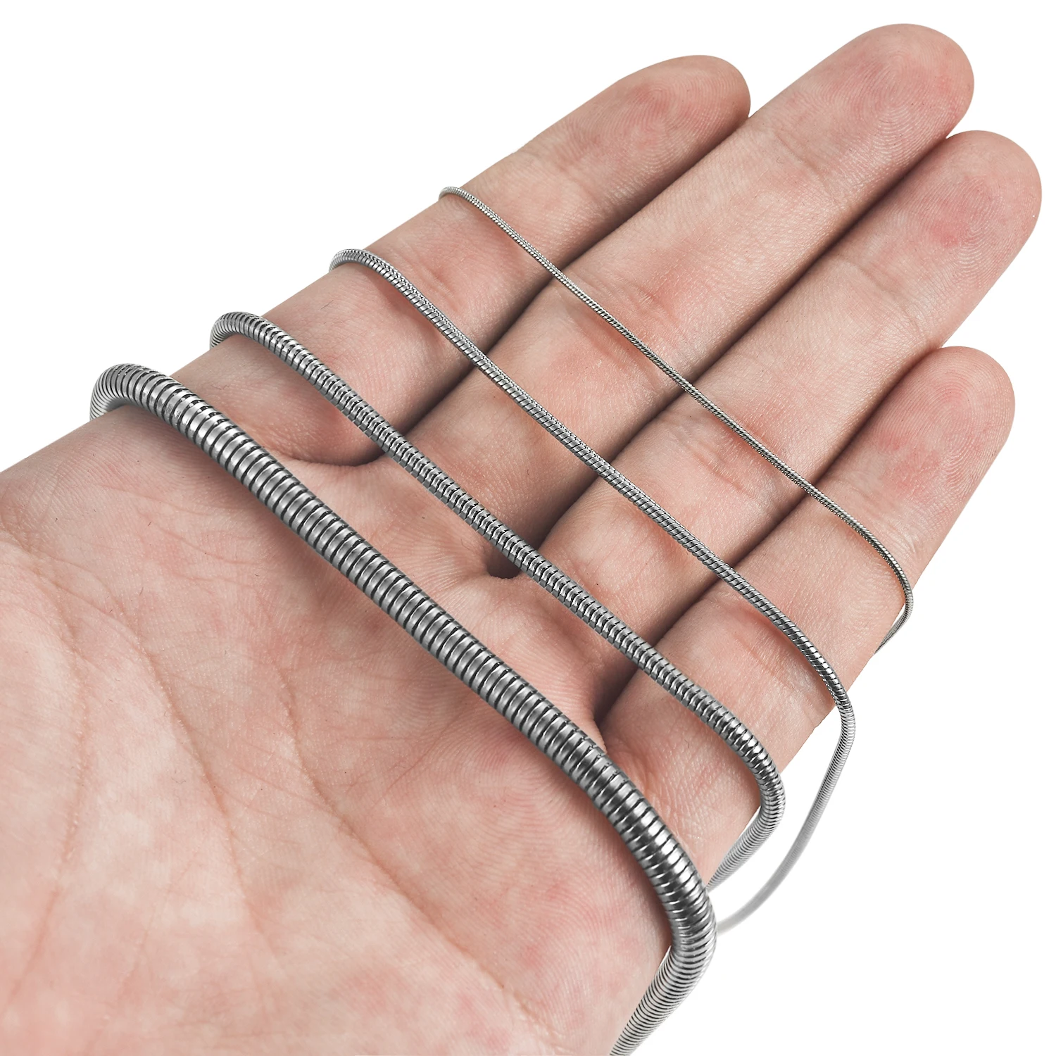 stainless steel necklace 1/1.5/2.4/4mm Mens Waterproof Stainless Steel Necklace Round Snake Bone Chain Metal Jewelry Accessory for Men Women
