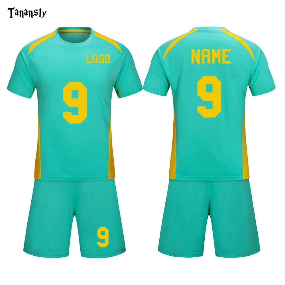 Football Uniform Boys Soccer Jersey set kids Sports Shirt with Shorts solid sports Suit for Kids