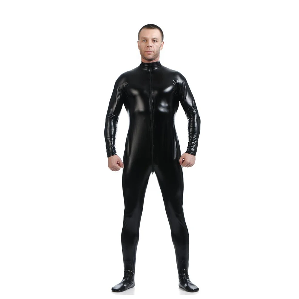 Cosplay&ware Customize Exotic Zentai Suit Womens Unitard Turtleneck Catsuits Metallic Footed Zipper Bodysuit Dancewear Hoodless -Zentai shop online Ha60ff9526b944388bfb64cbf555f2435B.jpg