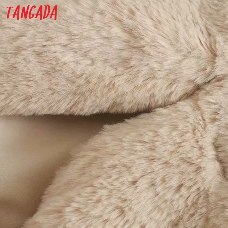 Tangada элегантное женское негабаритное пальто из искусственного меха теплая толстая молния зимнее теплое плюшевое пальто женское пальто 4M87