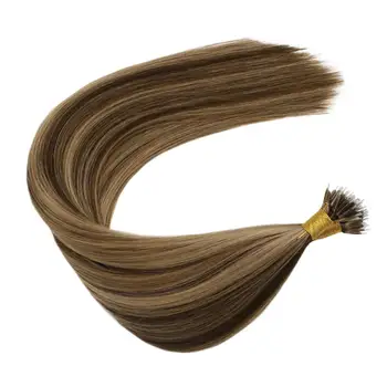 

Ugeat Nano Ring Human Hair 14-24inch #P4/16 Highlight Brown Mixed Blonde Nano Tip Real Hair Extension 1g/1s 50g/50strands Set
