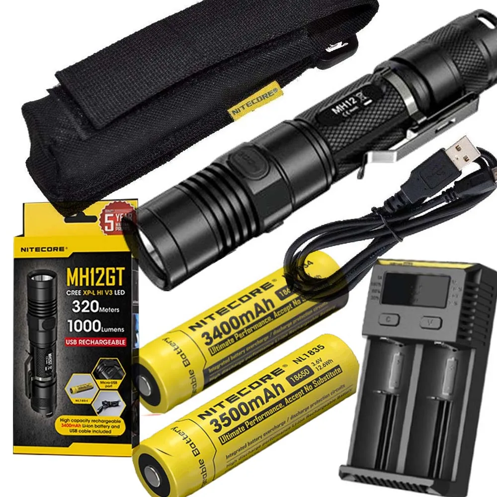 NITECORE MH12GT 1000 люмен светодиодный 18650 3400 мАч аккумулятор USB Перезаряжаемый Фонарик поисково-спасательный портативный фонарь - Испускаемый цвет: NL1834 NL1835 I2