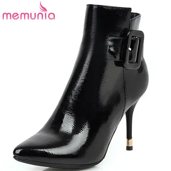 

MEMUNIA 2020 new arrival women ankle boots zip buckle pointed toe thin high heels ladies party wedding shoes autumn winter boots