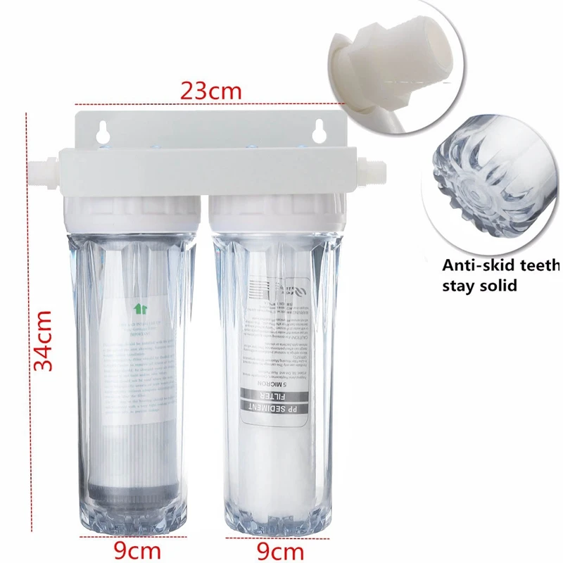 10 Inch Dual Dual Reverse Osmosis Faucet Tap Water Filter Health Purifier Cartridge Home Kitchen
