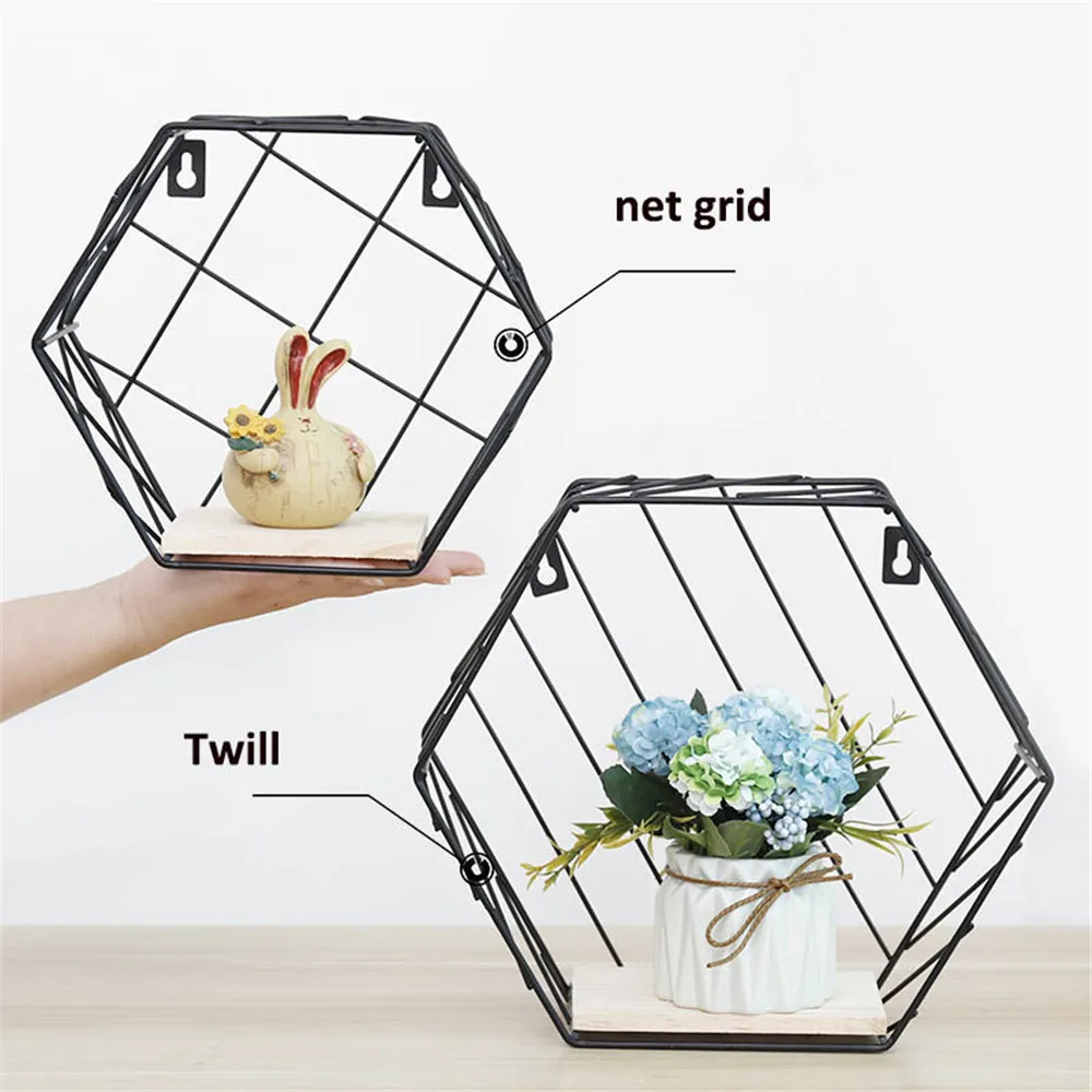 Minimalist Metal Wall Hangings Racks with Wooden Board Chic Flower Pots Storage Racks Nordic Decor Desktop Organizer Basket