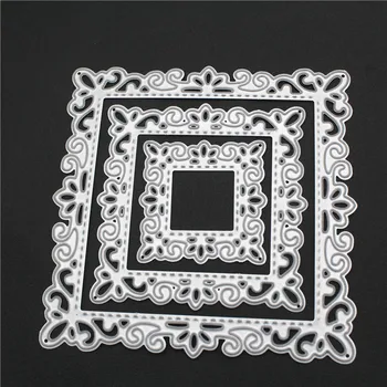 

3pcs Pierced Frame Cut Dies Scrapbooking Steel Cutting Dies Stencils Embossing DIY Card Photo Album Template Metal Craft