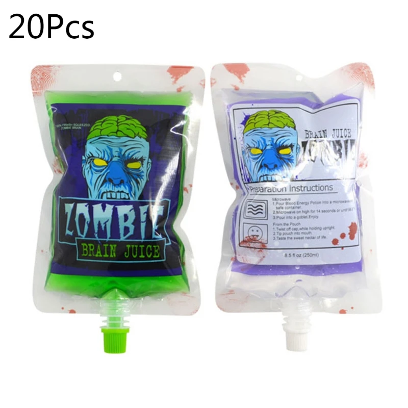 20pcs 250ml Halloween Cosplay Drink Container Vampire Blood Bag Pouch Beverage E7CB