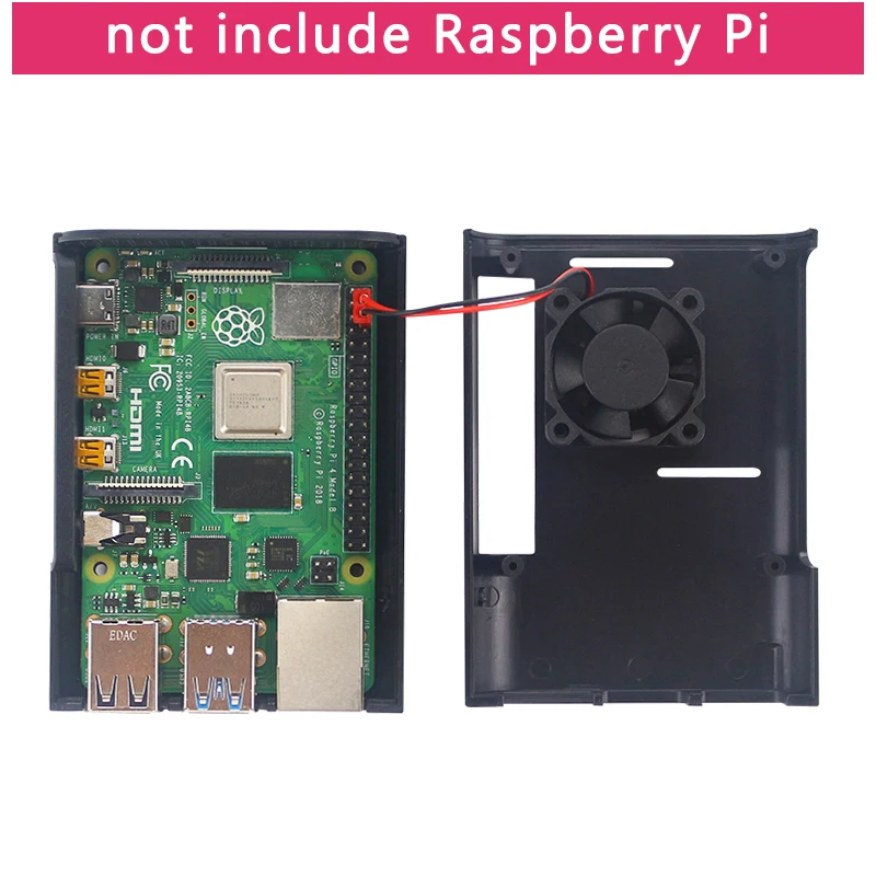 Чехол для Raspberry Pi 4 Model B из АБС пластика черный прозрачный корпус поддержка