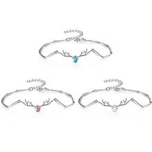 Год, Рождество, милый циркониевый браслет с головой оленя, модный шарм, рога, серебряная цепь со стразами, звено, браслет, браслет для женщин, леди