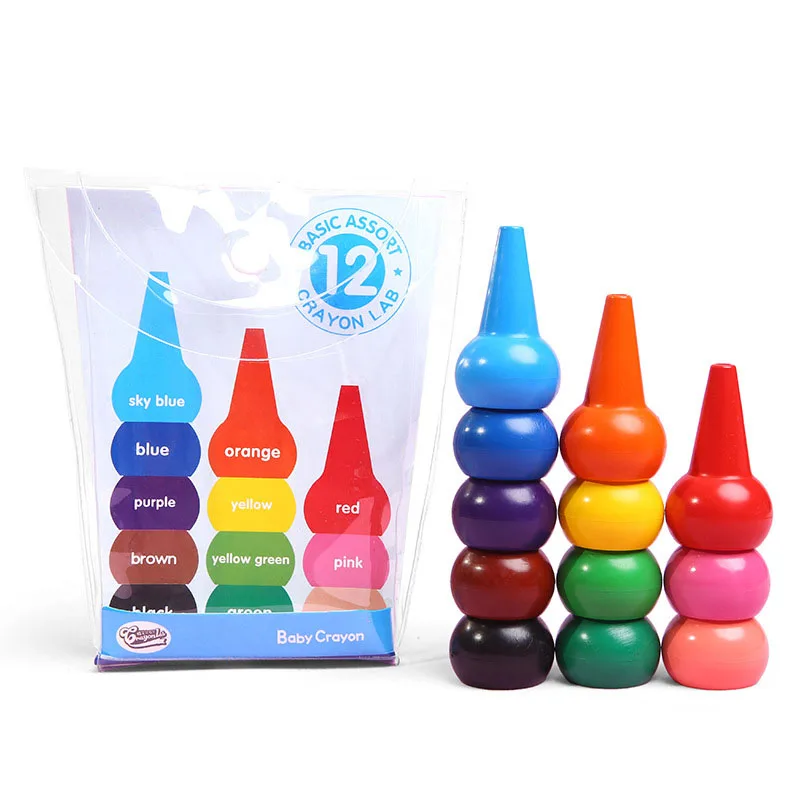 Non-toxic children's safety color Crayon baby 3D finger art Supplies kindergarten Easy to erase educational kid stationery colored crayons,children painting supplies