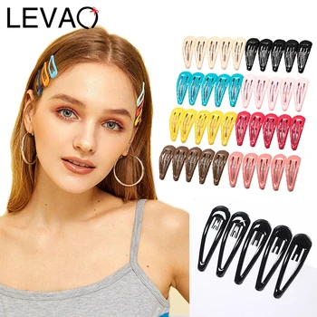 

Levao 10/16/30PCS/Set Metal Snap Clip Hairpin Girls Cute Drop Shape Barrettes for Women Solid Hollow Hair Clips Hair Accessories