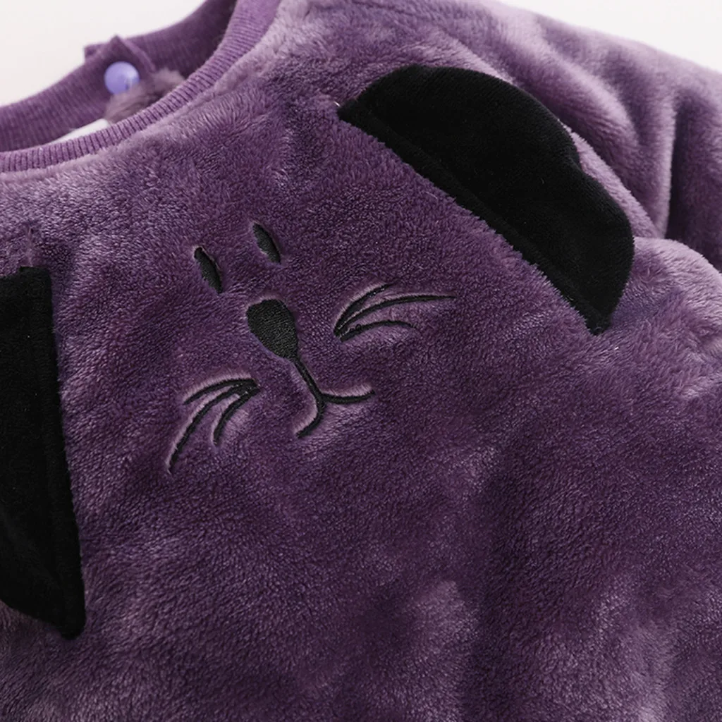 Newborn Toddler Baby Romper Thickening Pure Color Animal Embroidery One-Piece suit Garment Long Sleeve Jumpsuit Outfits Clothes