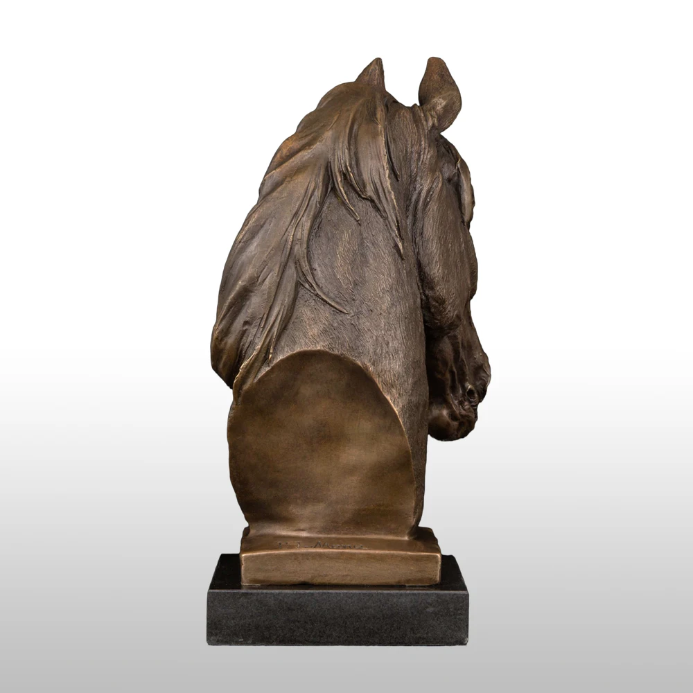ATLIE Бронзовая статуэтка с головой лошади статуя животного бюст скульптура с мраморной основой высокого класса подарки сувениры