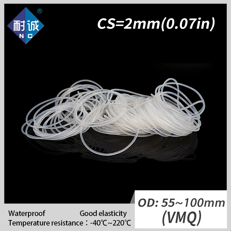

1 шт./лот Силиконовое резиновое уплотнительное кольцо VMQ CS 2 мм OD55/60/65/68/70/75/80/90/95/100 мм уплотнительное кольцо, прокладка, Силиконовое уплотнительное кольцо, водонепроницаемое