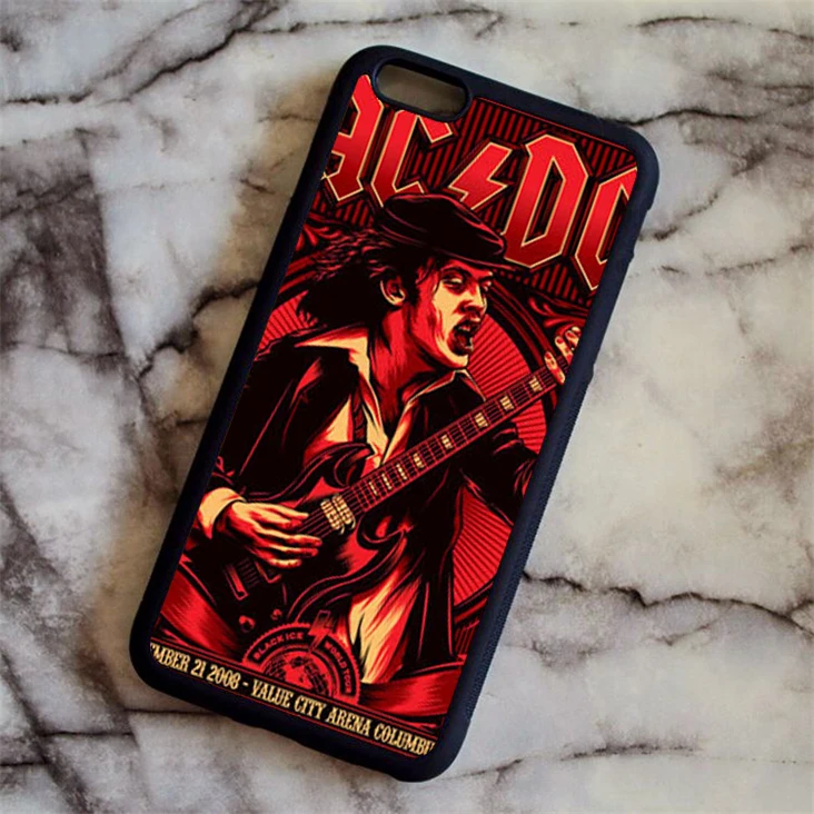 KETAOTAO модный ACDC чехол для телефона с рок-лентой для iPhone 4S 5C SE 5 5S 6 6 s 7 8 Plus X чехол из мягкого ТПУ резины силикона - Цвет: Черный