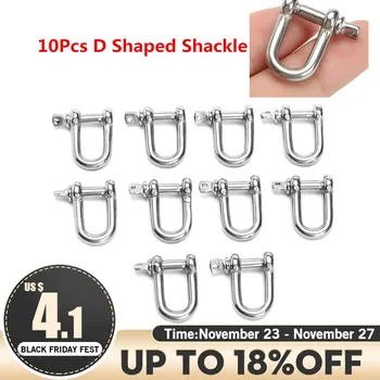 

10Pcs D Shackle Stainless Steel 316 Breaking D Rigging Anchor Shackle Screw Hooks Boat Rigging Hardware for Paracord Bracelets