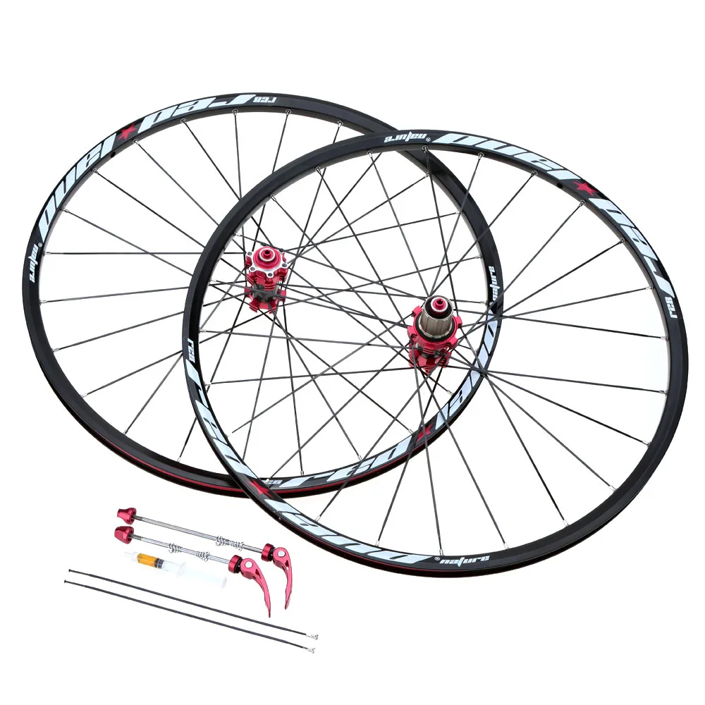2" 24 H дисковый тормоз колеса для велосипеда MTB Горный шоссейный велосипед колеса для велосипеда ступицы обода передние задние колеса для велосипеда диски - Цвет: Красный