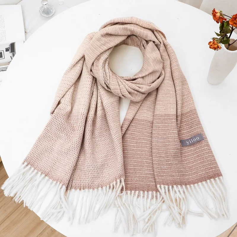 Japanese Blanket Scarf Solid Color Scarfs Shawl Winter Cashmere Scarves 180CM Steampunk Accessories - Цвет: 3