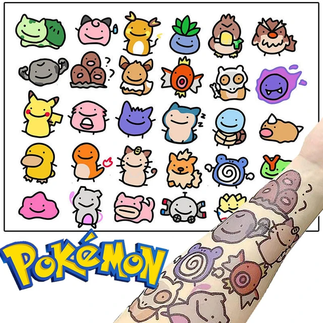 Anime Pokemon Tattoo Stickers Waterproof Cartoon Cute Takara Tomy ...