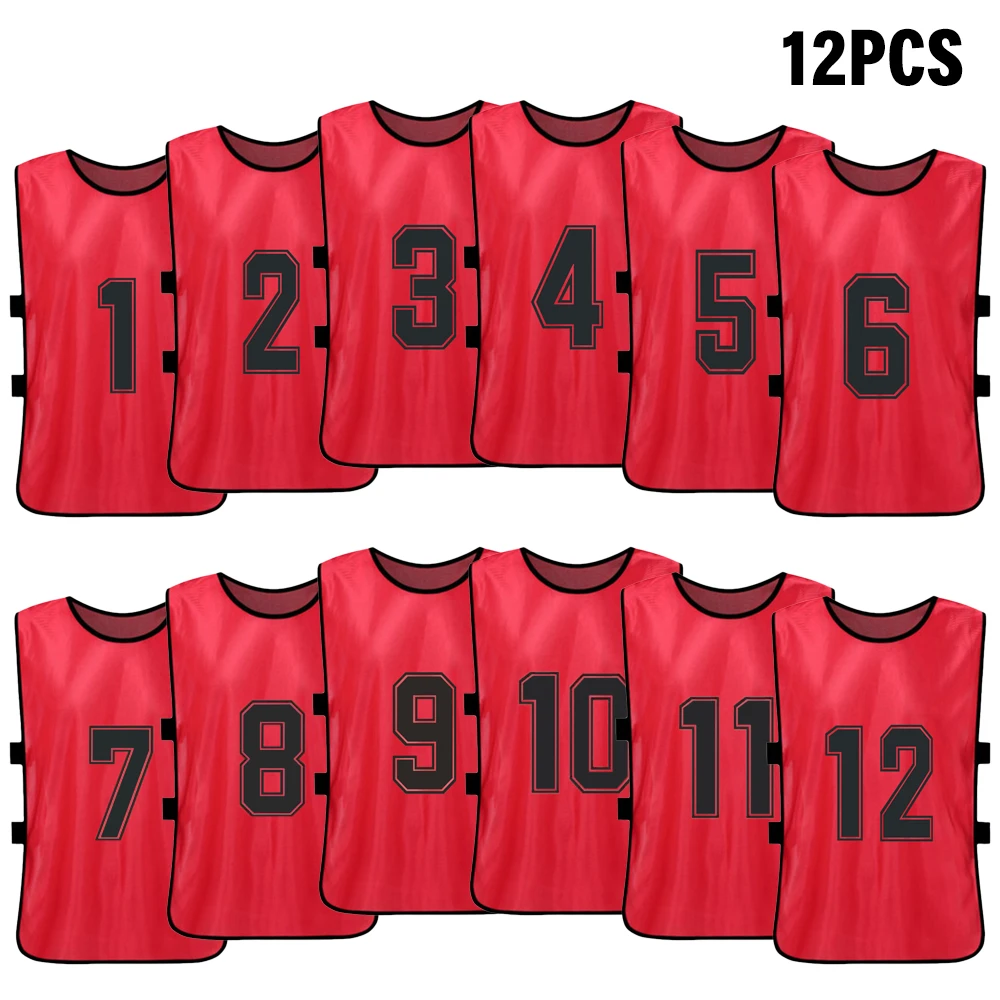 Bibs Jerseys Sports-Vest Soccer-Team Training Practice Adults Numbered Quick-Drying 6/12pcs
