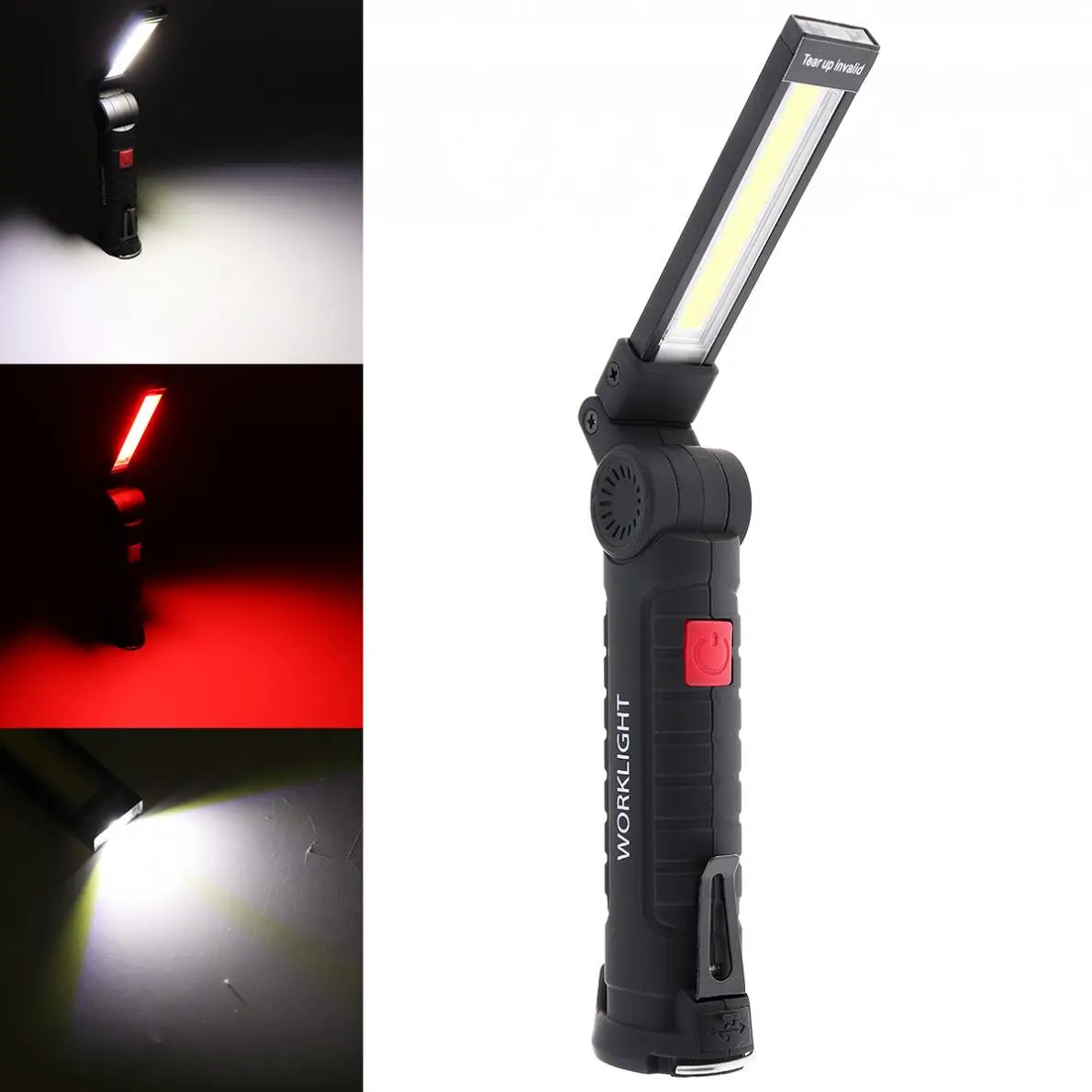 COB USB LED Rechargeable Pen Clip Clamp Hand Torch Work Light Lamp Flashlight