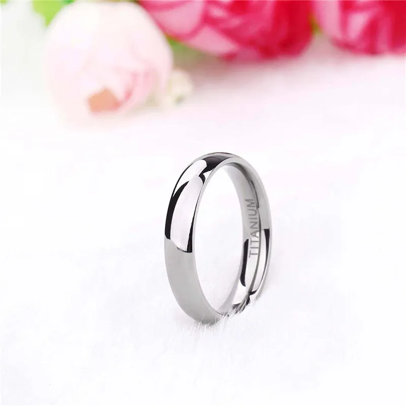 Tigrade 4mm Polished Gold Ring for Men Women Black Blue Silver Color Ring for Wedding Band Titanium Unisex Ring Engraving Size15 5