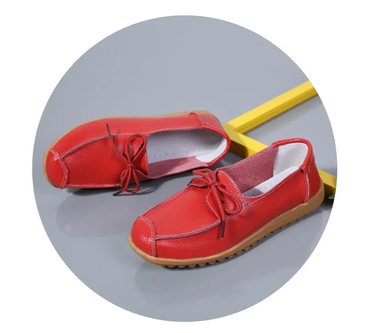 AH1805-2020 Spring Autumn Shoes Woman Genuine Leather Walking Flat Shoes Woman-4