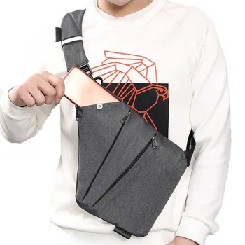 

Men Single Shoulder Strap Crossbody Bag Canvas Sling Shoulder Bag Back Pack Travel Male Anti Theft Storage Chest Bags