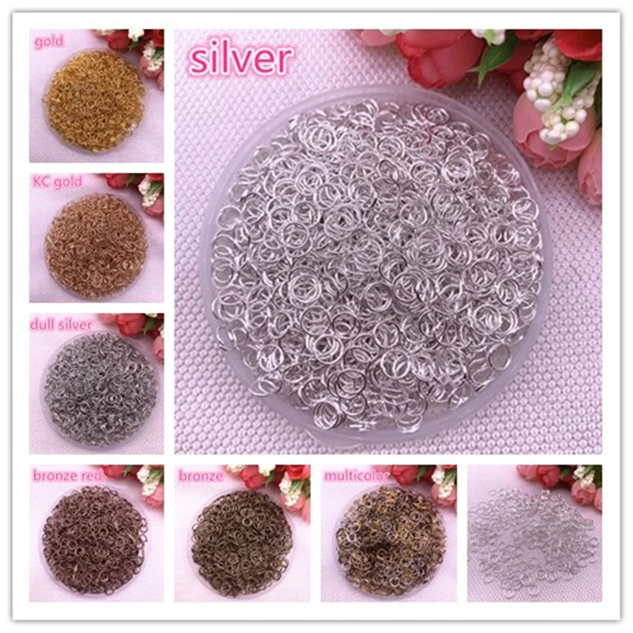 Anillos abiertos de Metal de 4/6/8mm, conectores de anillos partidos para fabricación de joyas