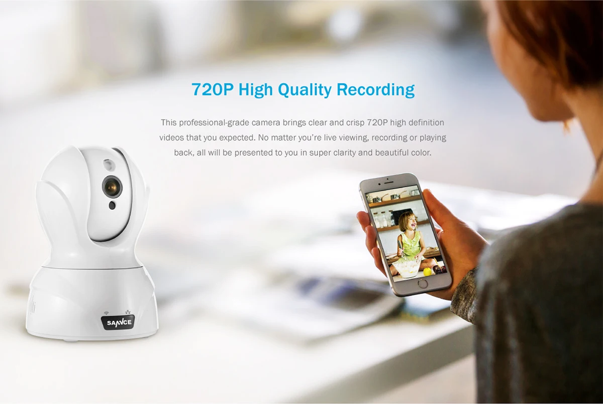 Annke 720P умная Беспроводная ip-камера безопасности, Wi-Fi, панорамирование и наклон, двухсторонняя аудио камера для внутреннего видеонаблюдения, для смартфона, ПК, планшета