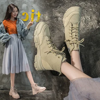 

2019 Women's Martin Ankle Boots Women Autumn Winter Cross Strappy Vintage Women Punk Boots Flat Ladies Shoes Woman Botas Mujer