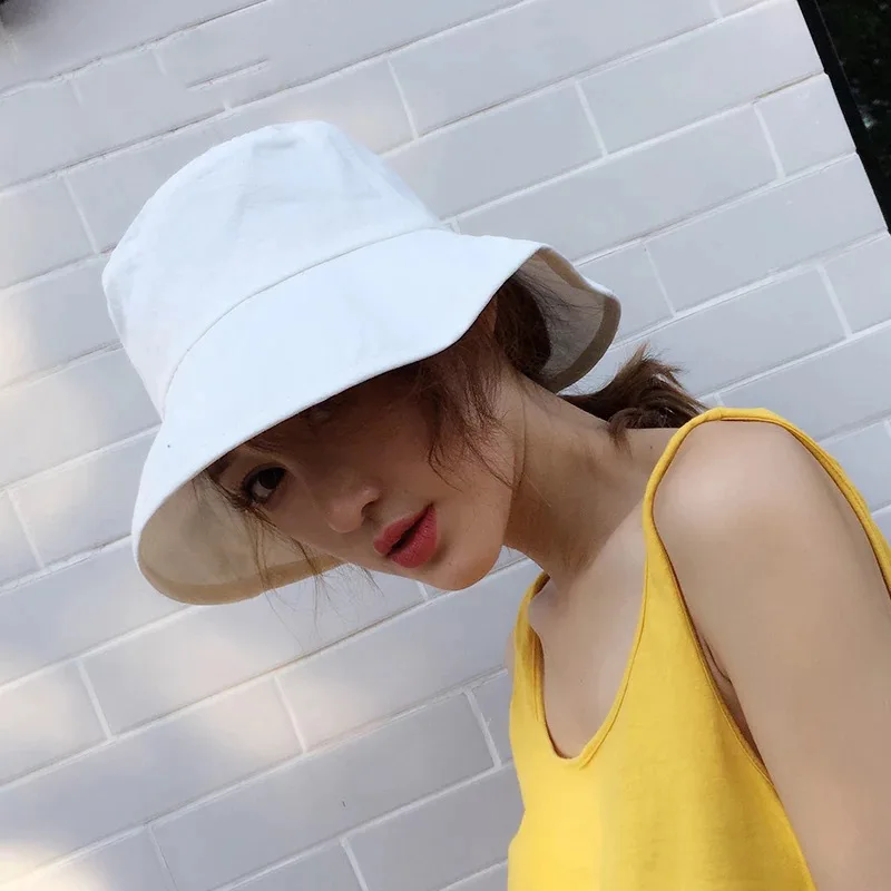 

New Korean Edition Summer & Autumn Women Light Board Pure Color Fisherman's Cap Cold Wind Flat Top Clothsunshade Caps