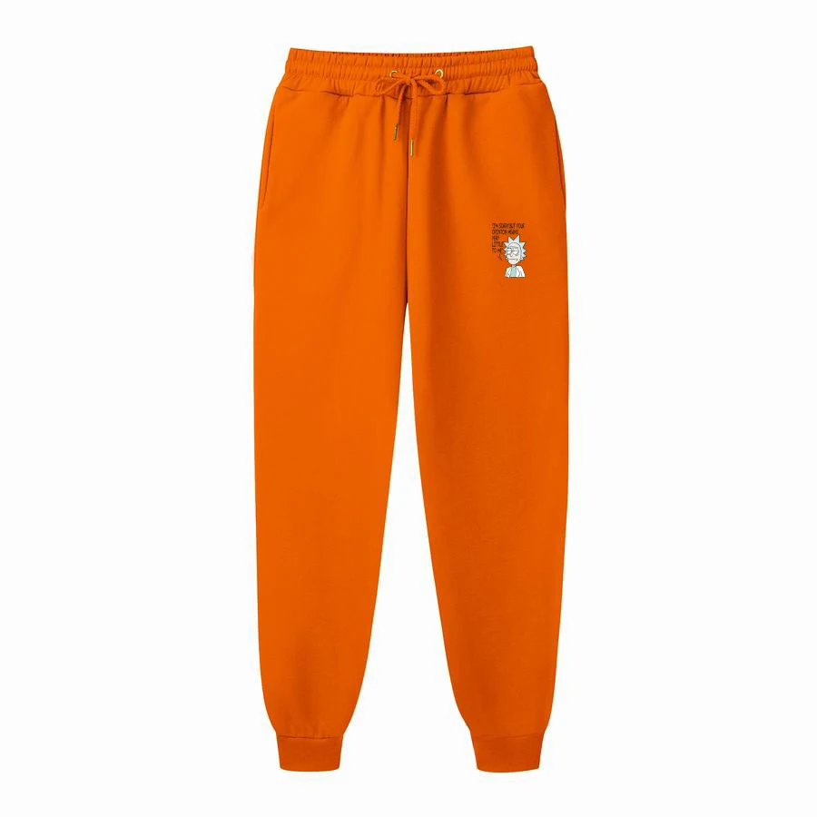 Модные брендовые мужские спортивные штаны, мужские повседневные штаны с принтом Рик Морти, осенне-зимние утепленные мужские брюки, черные, красные, белые - Цвет: Оранжевый