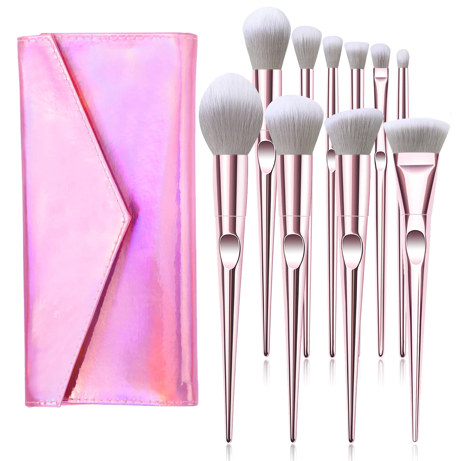

10pcs/set Pink Makeup Brushes Set for Cosmetic Foundation Powder Blush Eyeshadow Kabuki Blending Make Up Brush Beauty Tool New